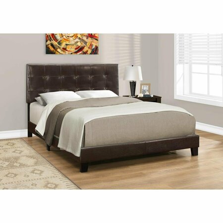 GFANCY FIXTURES 45.75 in. Dark Brown Solid Wood MDF & Foam Queen Size Bed with a Leather Look GF3667723